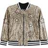 Sequin Bomber Jacket, Gold - Jackets - 1 - thumbnail