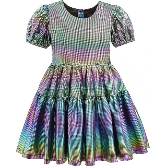 Iridescent Puff-Sleeve Dress, Retro