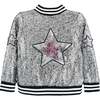 Sequin Bomber Jacket, Silver - Jackets - 2