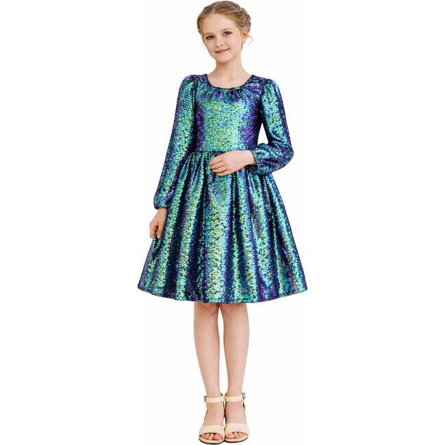Iridescent Sequin Dress, Emerald