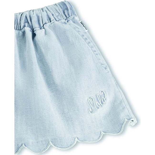 Addie Washed Chambrey Shorts, Blue - Shorts - 4