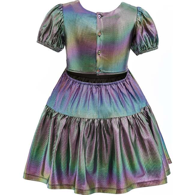 Iridescent Puff-Sleeve Dress, Retro - Dresses - 3