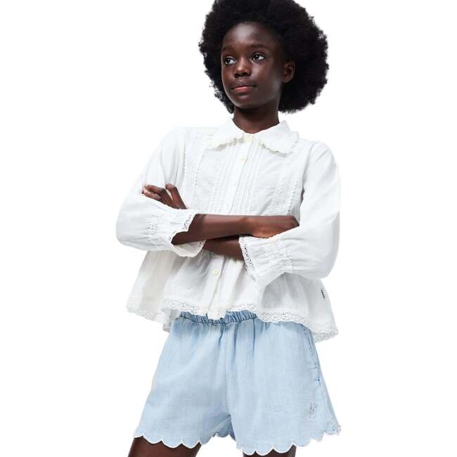 Addie Washed Chambrey Shorts, Blue - Shorts - 5