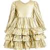 Metallic Ruffle Party Dress, Gold - Dresses - 2