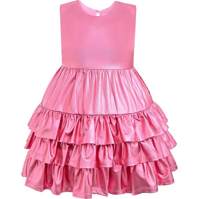 Satin Ruffle Party Dress, Pink
