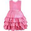 Satin Ruffle Party Dress, Pink - Dresses - 2