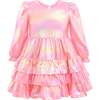 Metallic Ruffle Party Dress, Pink - Dresses - 2 - thumbnail