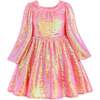 Iridescent Sequin Dress, Pink - Dresses - 2