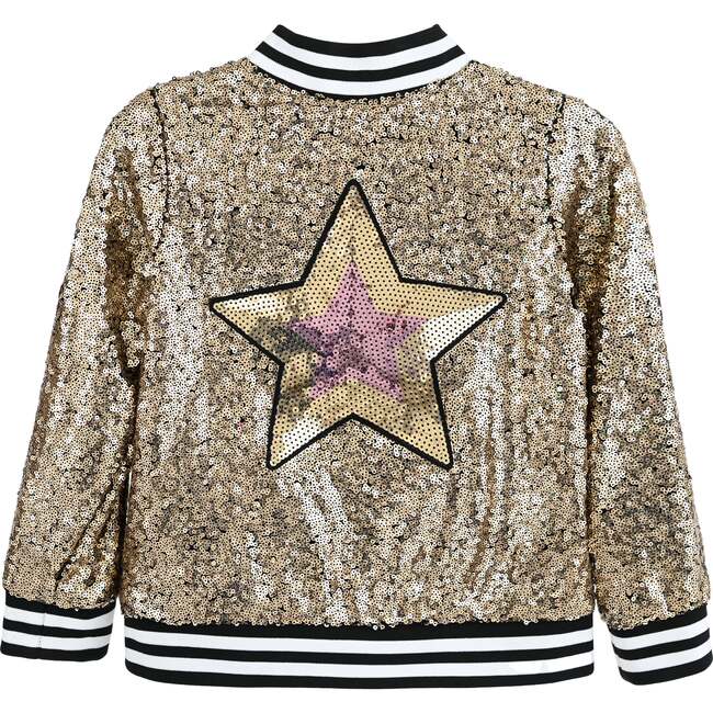 Sequin Bomber Jacket, Gold