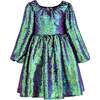 Iridescent Sequin Dress, Emerald - Dresses - 2 - thumbnail