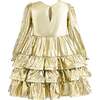 Metallic Ruffle Party Dress, Gold - Dresses - 3