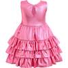 Satin Ruffle Party Dress, Pink - Dresses - 3