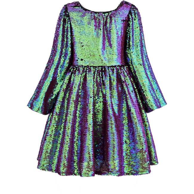 Iridescent Sequin Dress, Emerald - Dresses - 3