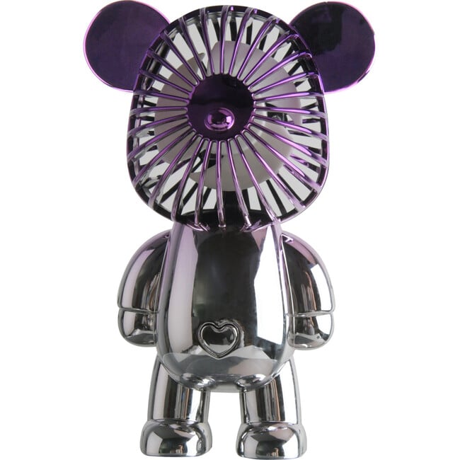 Portable Rechargable Bear Fan w 3 Speeds Silver
