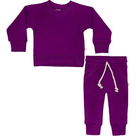 Crewneck Jersey Jogger Pant Set, Grape