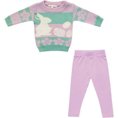 Mimi Easter Bunny & Egg Sweater Legging Set, Lavender