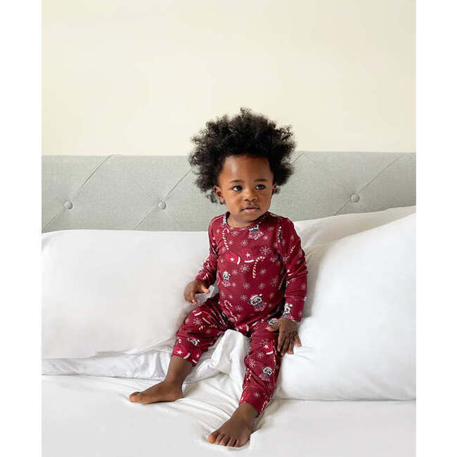 A Merry Woofmas Christmas Holiday Bamboo Pajama Set, Burgundy