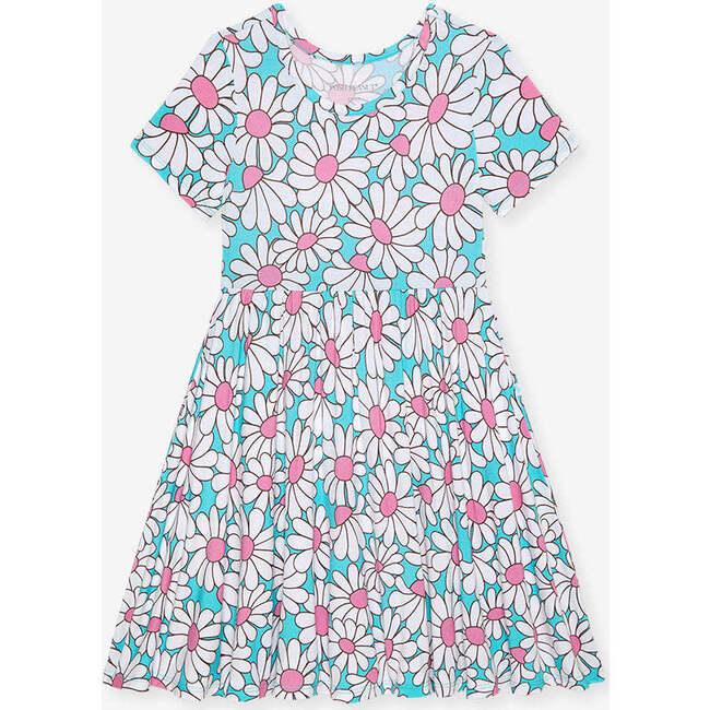 Retro Daisy Twirl Dress Blue