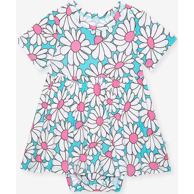 Retro Daisy Bodysuit Dress Blue