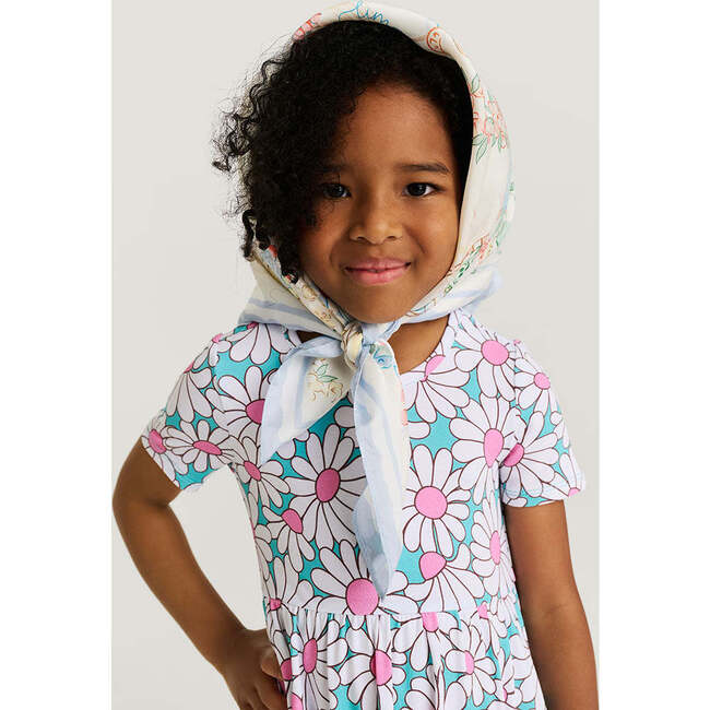 Retro Daisy Twirl Dress Blue