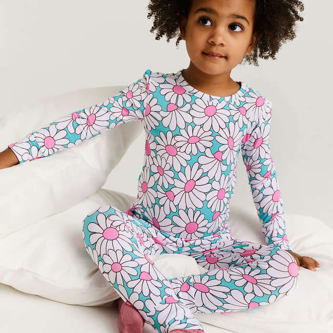 Retro Daisy Classic Pajama Set Blue - Pajamas - 3