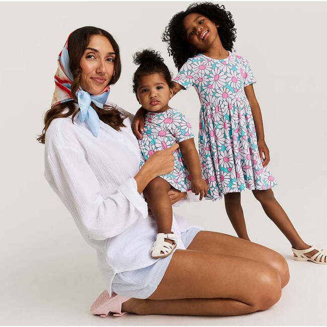 Retro Daisy Twirl Dress Blue - Dresses - 3