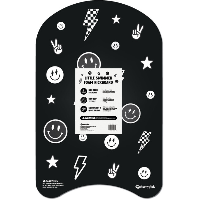 Little Swimmer Kickboard - Toddler & Kids Swim Flutter Board, Monochrome Smiley