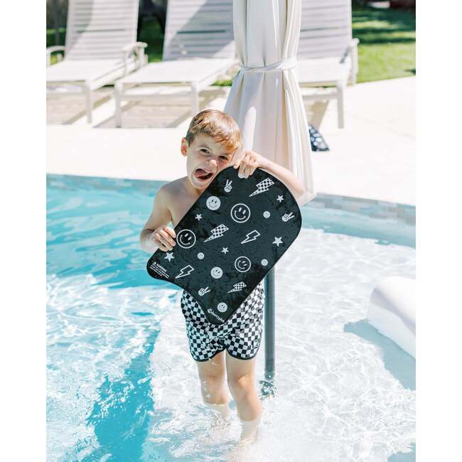 Little Swimmer Kickboard - Toddler & Kids Swim Flutter Board, Monochrome Smiley