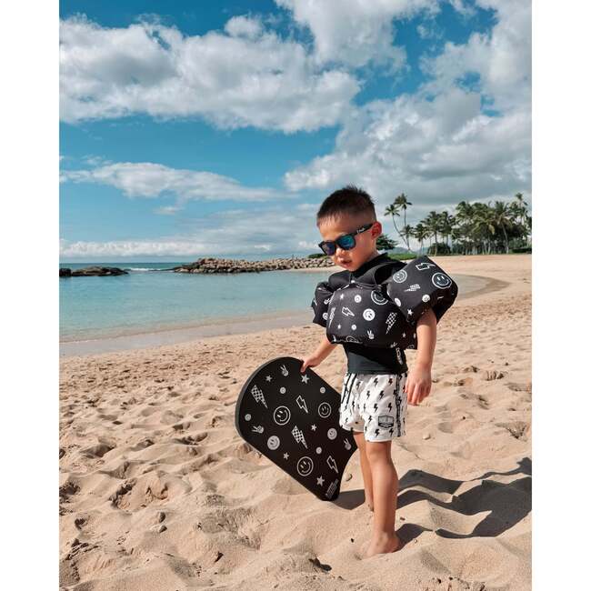 Little Swimmer Floatie - Toddler & Kids Swim Vest Floaties, Monochrome Smiley - Pool Floats - 3