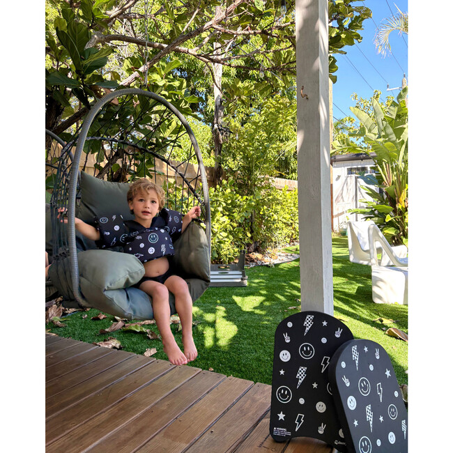 Little Swimmer Floatie - Toddler & Kids Swim Vest Floaties, Monochrome Smiley - Pool Floats - 4