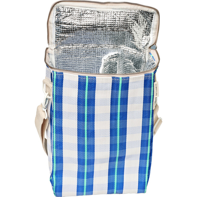 Recycled Nylon: Drinks Cooler Bag - La Mer Blue Neon
