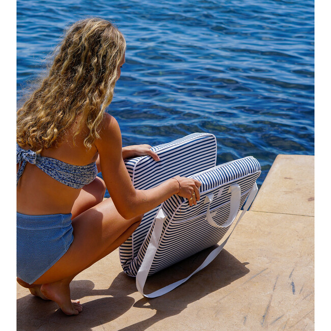 Take Anywhere Folding Chair, Resort Stripe Navy Blue - Pool Accessories - 10