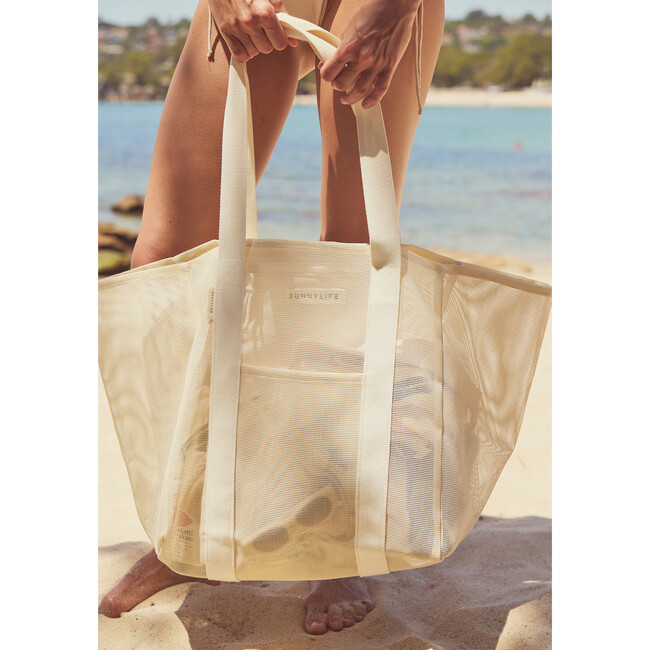 Mesh Beach Bag, Oyster Cream