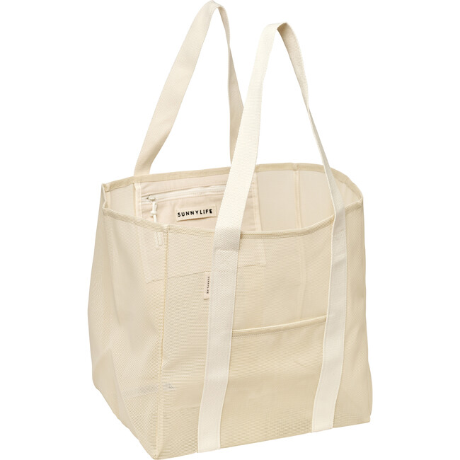 Mesh Beach Bag, Oyster Cream - Bags - 3