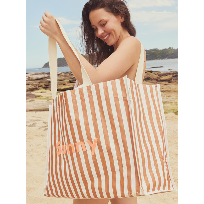 Carryall Beach Bag, Tierra Clay Stripe