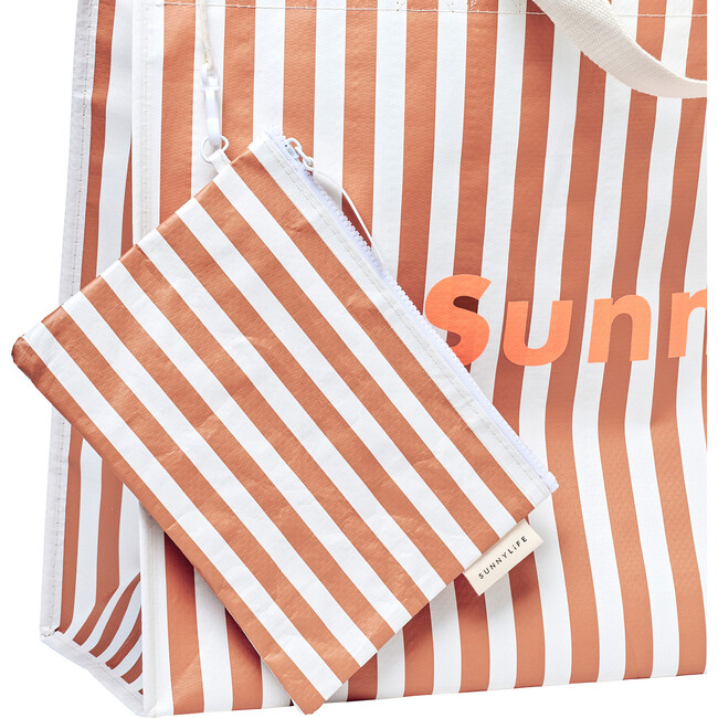 Carryall Beach Bag, Tierra Clay Stripe - Bags - 3