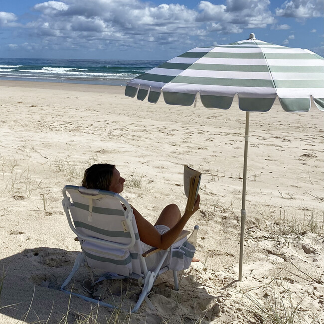 Compact Beach Umbrella, Sea Sage Stripe - Umbrellas - 6