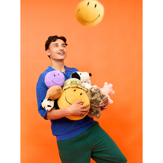 Plush Smiley Fuzzy Bright Yellow 9"