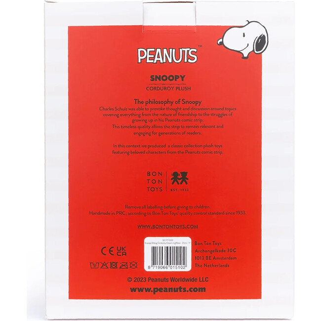 Plush Peanuts Snoopy Corduroy Cream in Giftbox 11" - Plush - 5