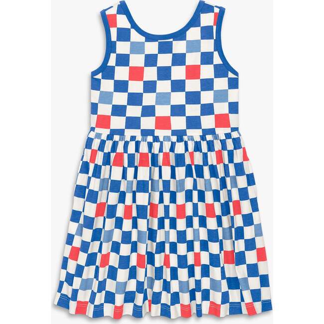 Kids Tiered Tank Dress In Checkerboard, Blueberry Multi Check