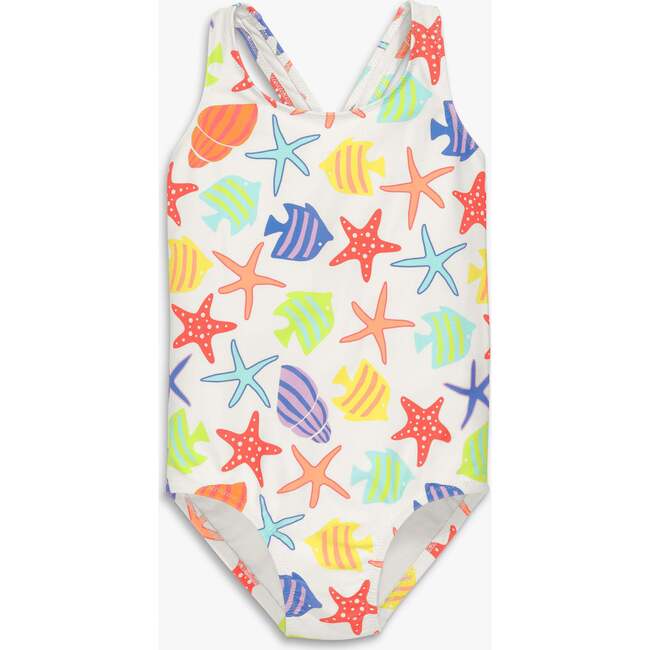 Kids Tank Swimsuit In Under The Sea, White Under The Sea