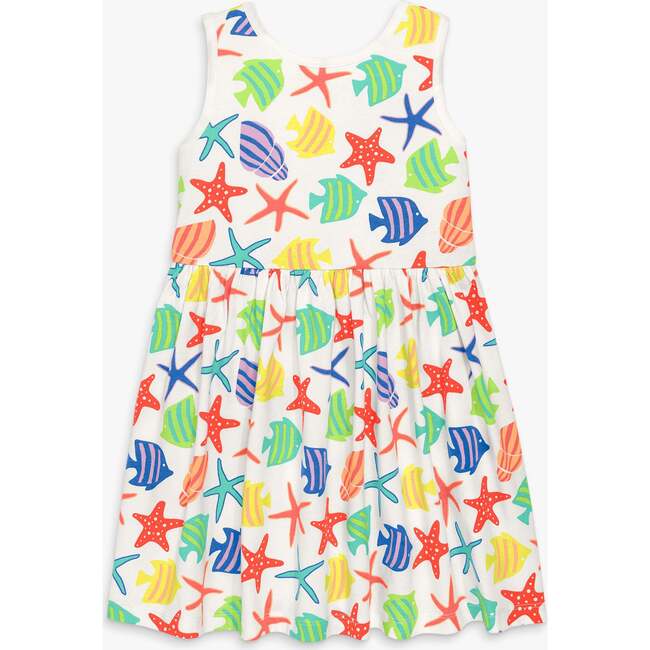 Kids Tiered Tank Dress In Under The Sea, Ivory Under The Sea