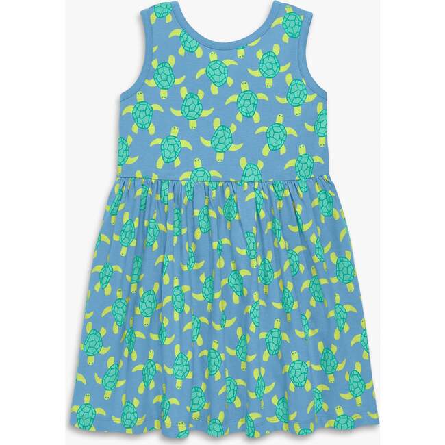 Kids Tiered Tank Dress In Sea Turtles, Lime Sea Turtles