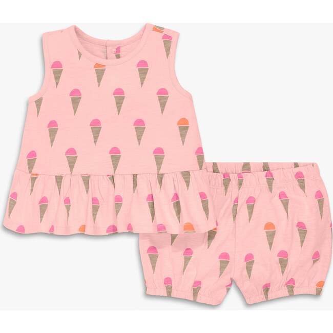 Baby Tank And Bubble Shorts Set In Ice Cream Cones, Flamingo Ice Cream Cones