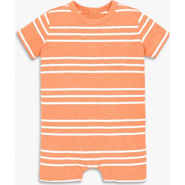 Baby Heathered Pocket Shortie In Stripe, Goldfish White Stripe