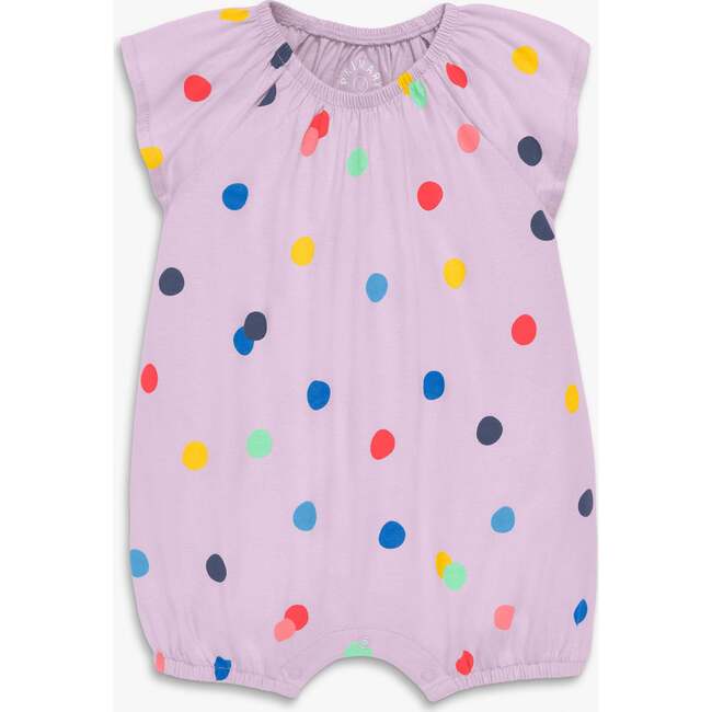 Baby Flutter Sleeve Shortie In Rainbow Confetti Dots, Hydrangea Rainbow Confetti Dots