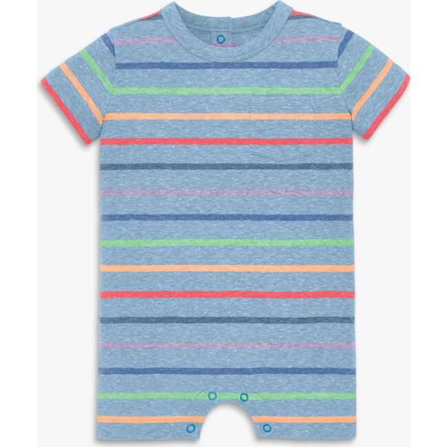 Baby Heathered Rainbow Stripe Pocket Shortie, Cornflower Rainbow Stripe