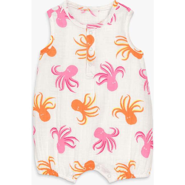 Baby Cotton Gauze Bubble Shortie In Octopus Pals, Ivory Octopus