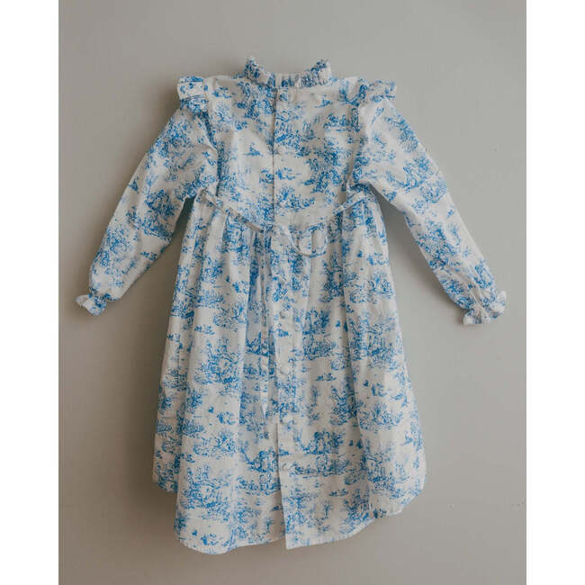 Long Sleeve Aoki Dress, Blue Toile - Dresses - 5