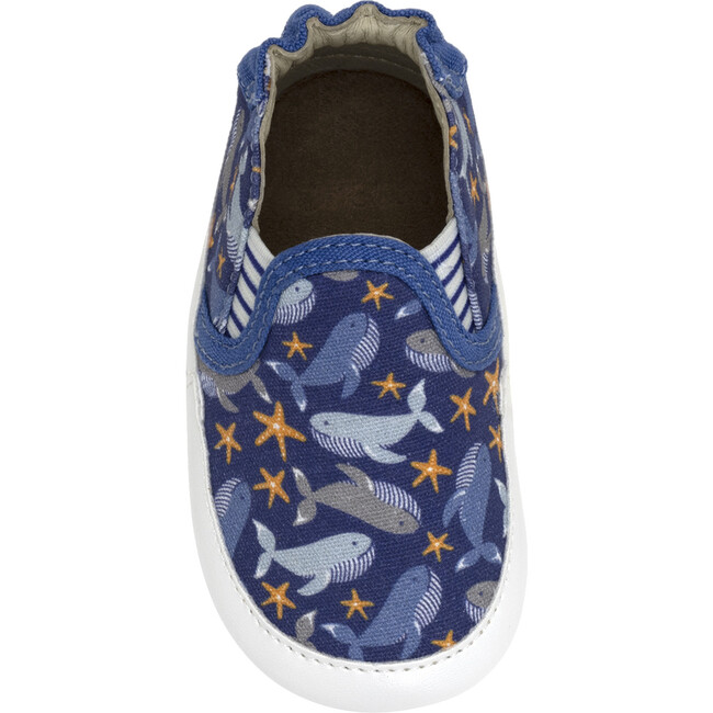 Whales Tale Dark Blue Soft Sole - Crib Shoes - 6